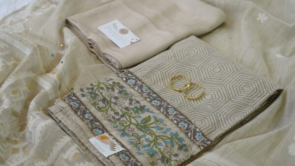 Unstitched Cotton Blend Salwar Suit Material – Embroidered Elegance