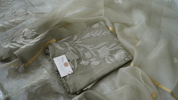 Unstitched pure Organza Salwar Suit Material – Embroidered Elegance