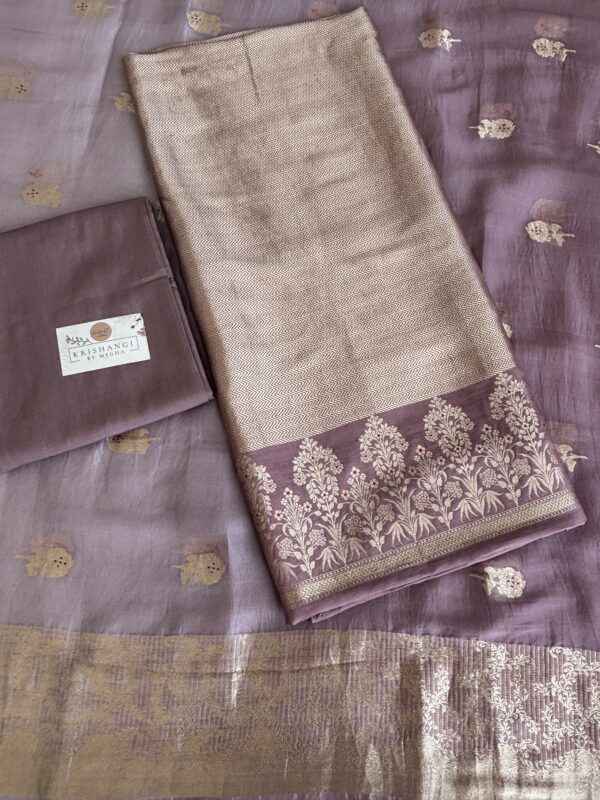 Pure Handwoven Brocade Silk Suit Set | Brocade Kurta, Cotton Silk Pants & Kora Silk Dupatta with Tassels