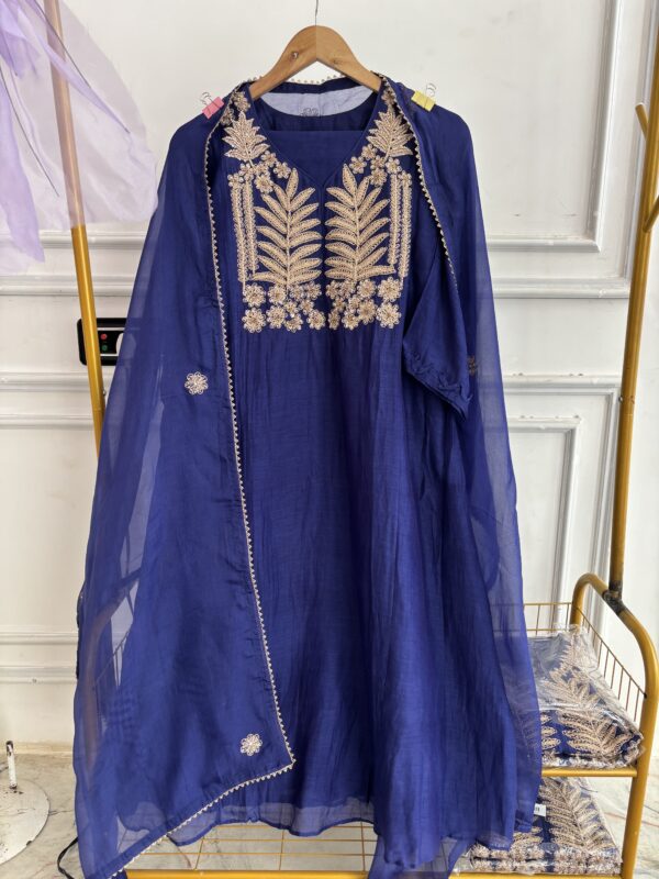 Pure Mul Chanderi Dori Work Stitched Suit Set with Dupatta – 3 Piece