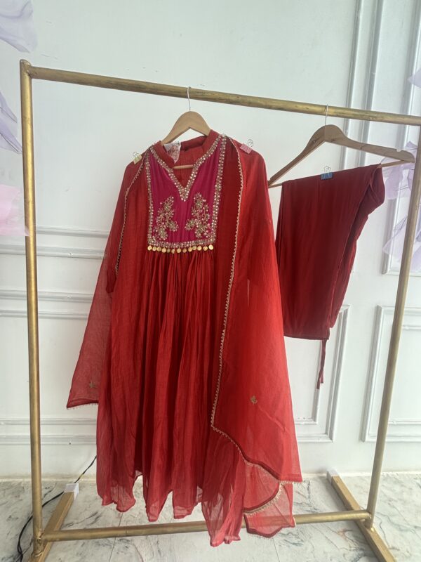 Pure Mul Chanderi Suit with Dabka & Coin Work and Dupatta with Booti