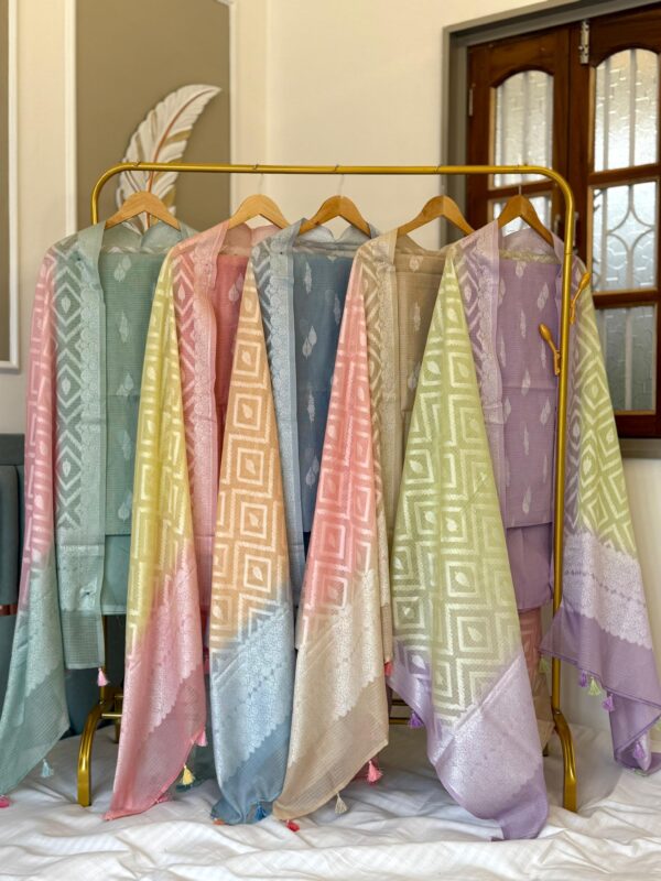 Exclusive Banarasi Kota Checks Dupion Booti Suit Set | Jaal Dupatta & Cotton Silk Bottom
