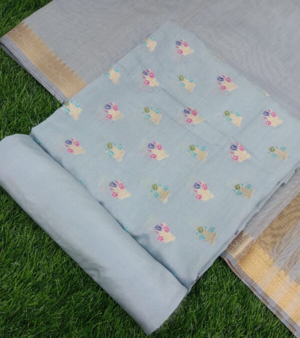 Banarasi Fancy Cotton Silk Suit with Alfi Booti & Chanderi Zari Dupatta