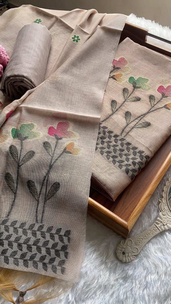 Traditional Muga Cotton Woven Suit Set with Dupatta