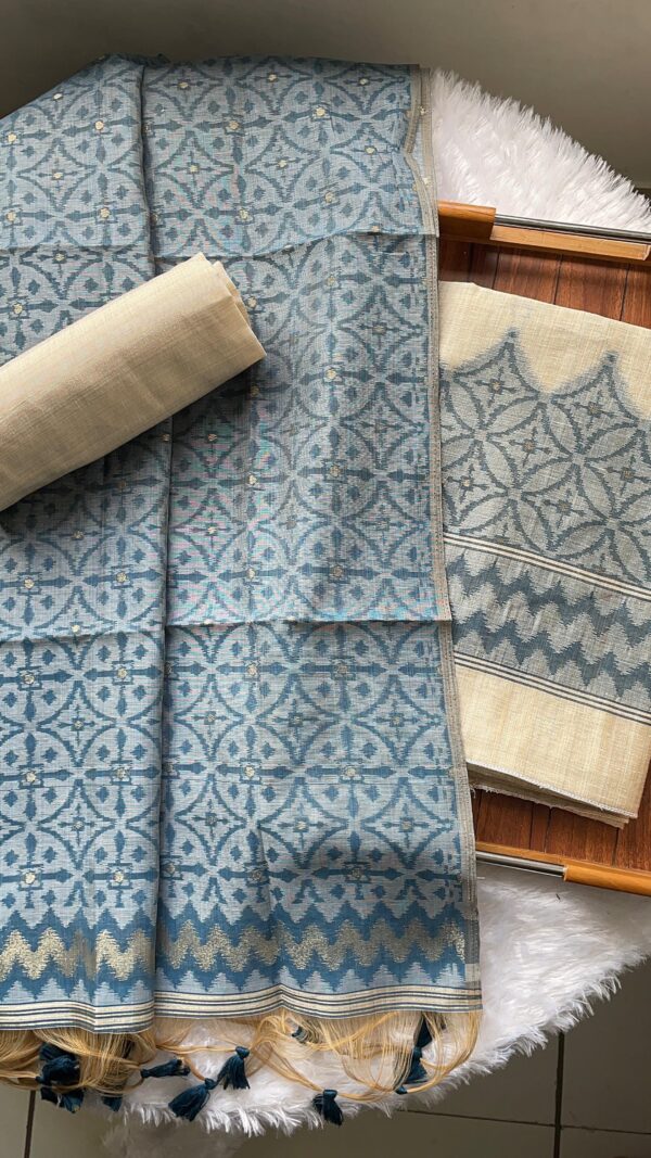 Jamdani Bird Chanderi Suit Set with Twin Bird & Floral Weave