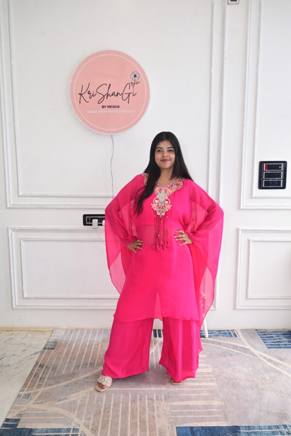 Krishangi Georgette Kurta Set with Zardosi, Sequins & Pearl Handwork