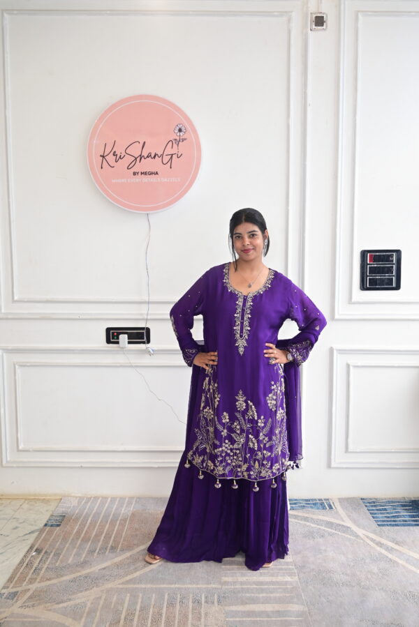 Krishangi Pure Chinon 3-Piece Suit with Heavy Sequins & Cutdana Work