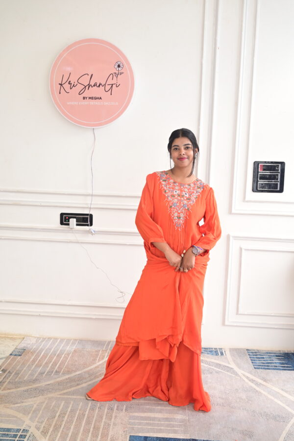 Pure Chinon Cord Set with Zardosi, Sequins & Thread Handwork