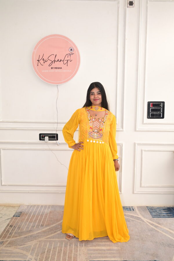 Krishangi Georgette Gown with Zardosi, Thread & Sequins Handwork