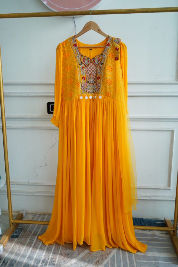Krishangi Georgette Gown with Zardosi, Thread & Sequins Handwork