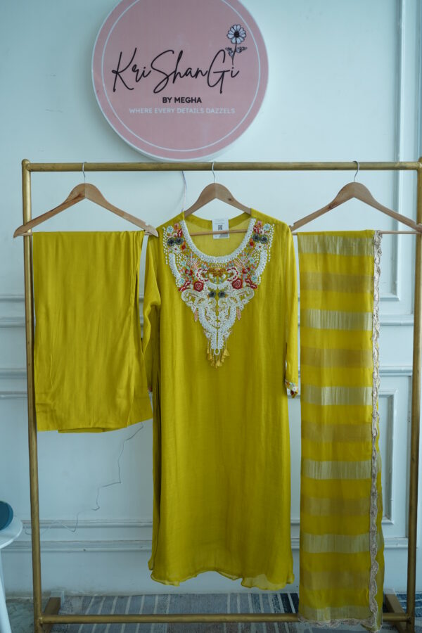 Pure Mul Chanderi Suit with Thread, Sequins & Moti Handwork