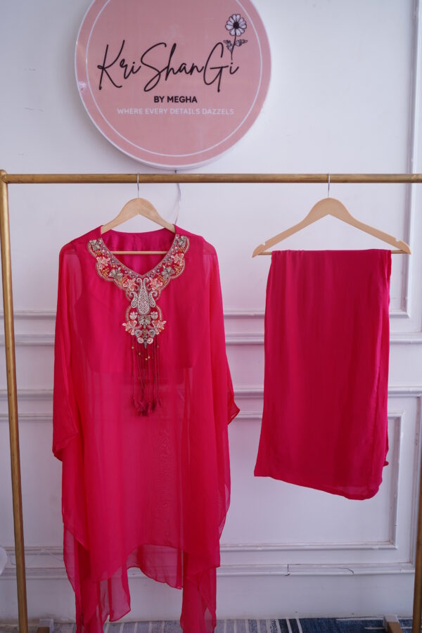 Krishangi Georgette Kurta Set with Zardosi, Sequins & Pearl Handwork