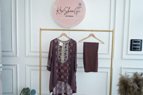 Pure Muslin Ajrakh Digital Print Co-Ord Set with Zari Work