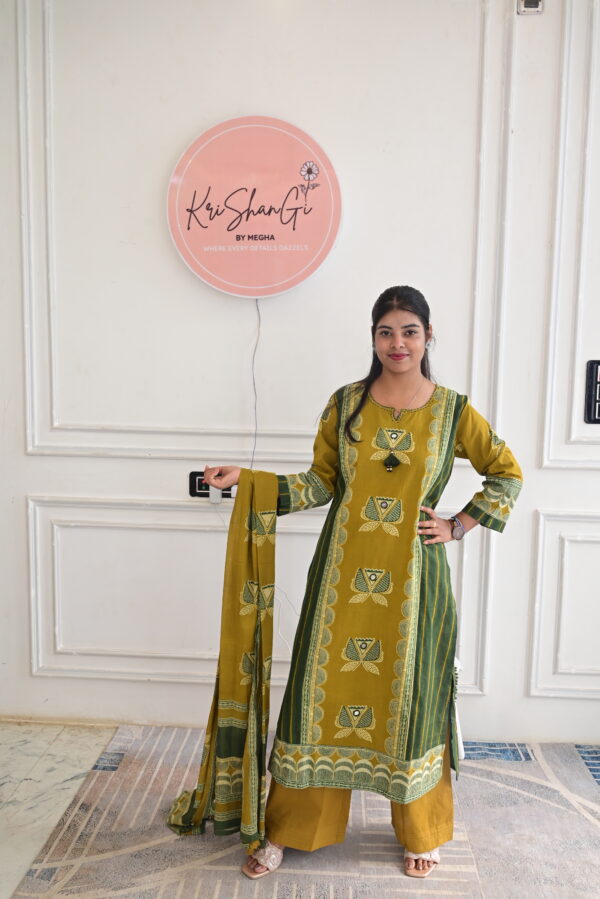 Pure Cotton Suit Set (3 Piece with Kurta, Pant & Dupatta)