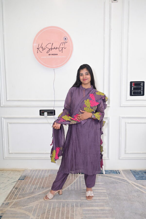 Pure Mul Chanderi Cut Work Suit Set (3 Piece with Pant & Dupatta)