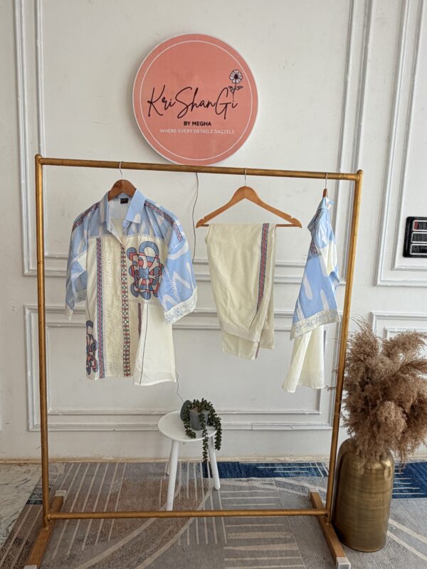 Pure Cotton Co-Ord Set with Embroidered Top & Lace Detail Pant (2 Piece)