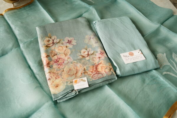 Pure Organza Digital Print Suit Set with Heavy Applique Work Dupatta (3 Piece)