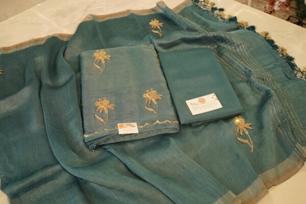 Pure Silk Handwork Suit Set with Sequin & Cutdana Booti (3 Piece)