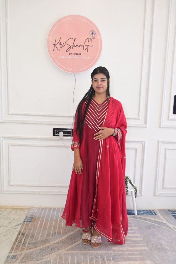 Pure Chanderi Silk Handwork Suit Set with Gotta Patti Dupatta (3 Piece Set)