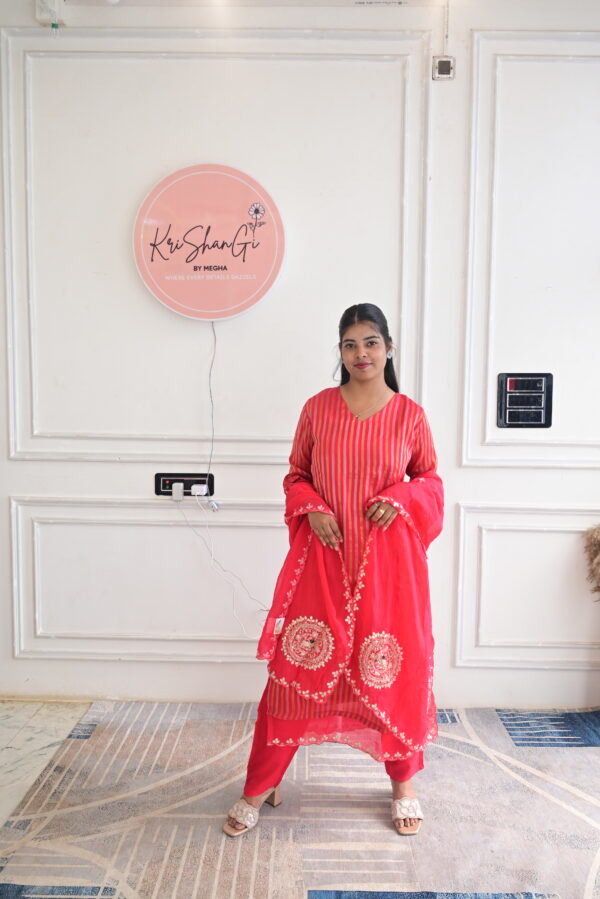Tissue Suit Set with Gotta Patti Work & Handwork Dupatta (3 Piece Set)